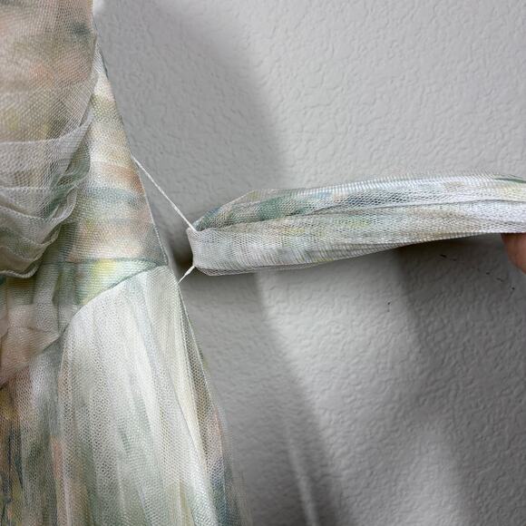 Jenny Yoo Collection 10 Annabelle Print Maxi Dress Ivory Sage Watercolor Pleated - Picture 8 of 12